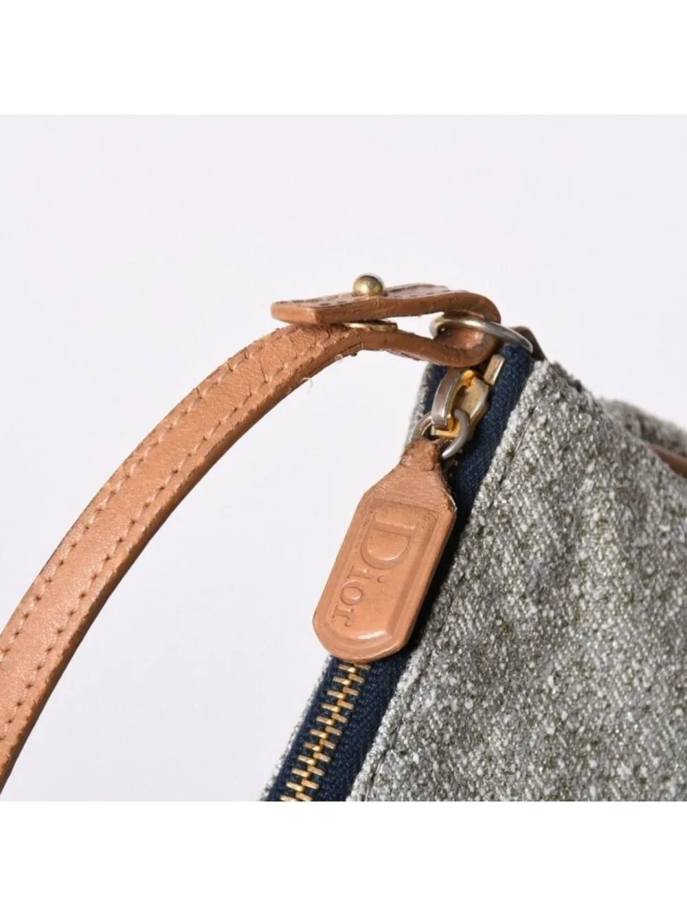 Dior Saddle Pouch Canvas Leather Silver Gold